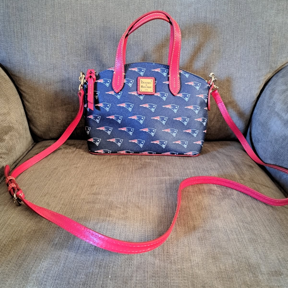 Dooney & Bourke Navy and RedPatriots Football Themed Crossbody Bag